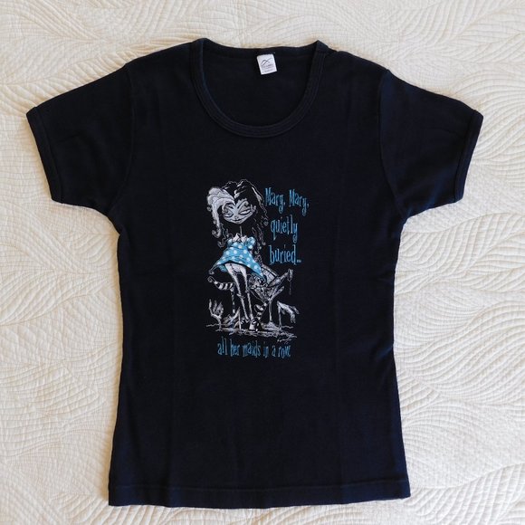 Rare Gris Grimly Wicked Nursery Rhyme Mistress Mary Hot Topic style goth T shirt - Picture 2 of 15